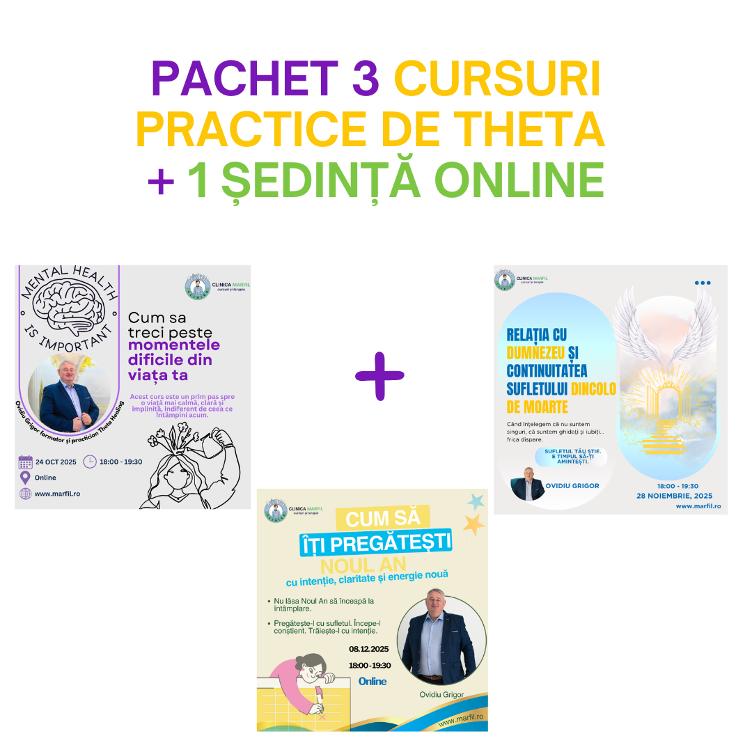 Pachet de 3 cursuri pentru vindecare, claritate și reconectare interioară + 1 ședință de Theta