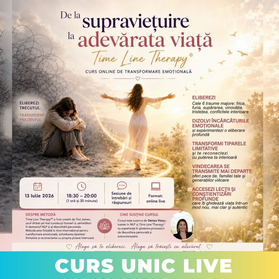 Curs unic live: De la supraviețuire la adevărata viață – Time Line Therapy